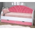 Кровать с продольной мягкой спинкой Корона №1 без бортика розовая