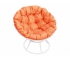 Кресло Папасан без ротанга каркас белый-подушка оранжевая