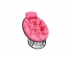 Кресло Папасан мини с ротангом каркас чёрный-подушка розовая