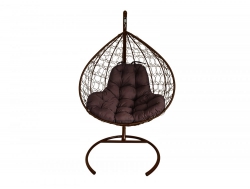 Подвесное кресло Кокон XL ротанг каркас коричневый-подушка коричневая