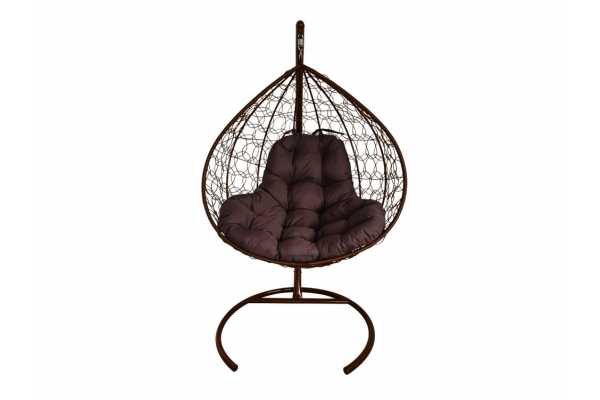 Подвесное кресло Кокон XL ротанг каркас коричневый-подушка коричневая