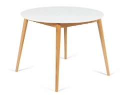 Стол круглый раскладной обеденный Bosco Боско Белый-Натуральный