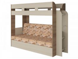 Двухъярусная кровать с диваном Карамель 75 шимо-савана