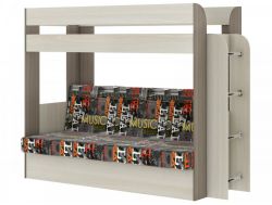 Двухъярусная кровать с диваном Карамель 75 шимо-музыка