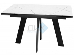 Стол SKM 120 керамика белый мрамор/подстолье черное
