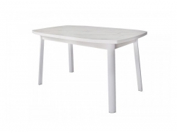 Стол раздвижной Дионис Лайт 1400 мрамор белый/белый муар